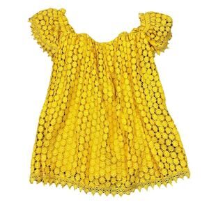 Tularosa Size S Womens Yellow Crochet Lined Off The Shoulder Mini Dress